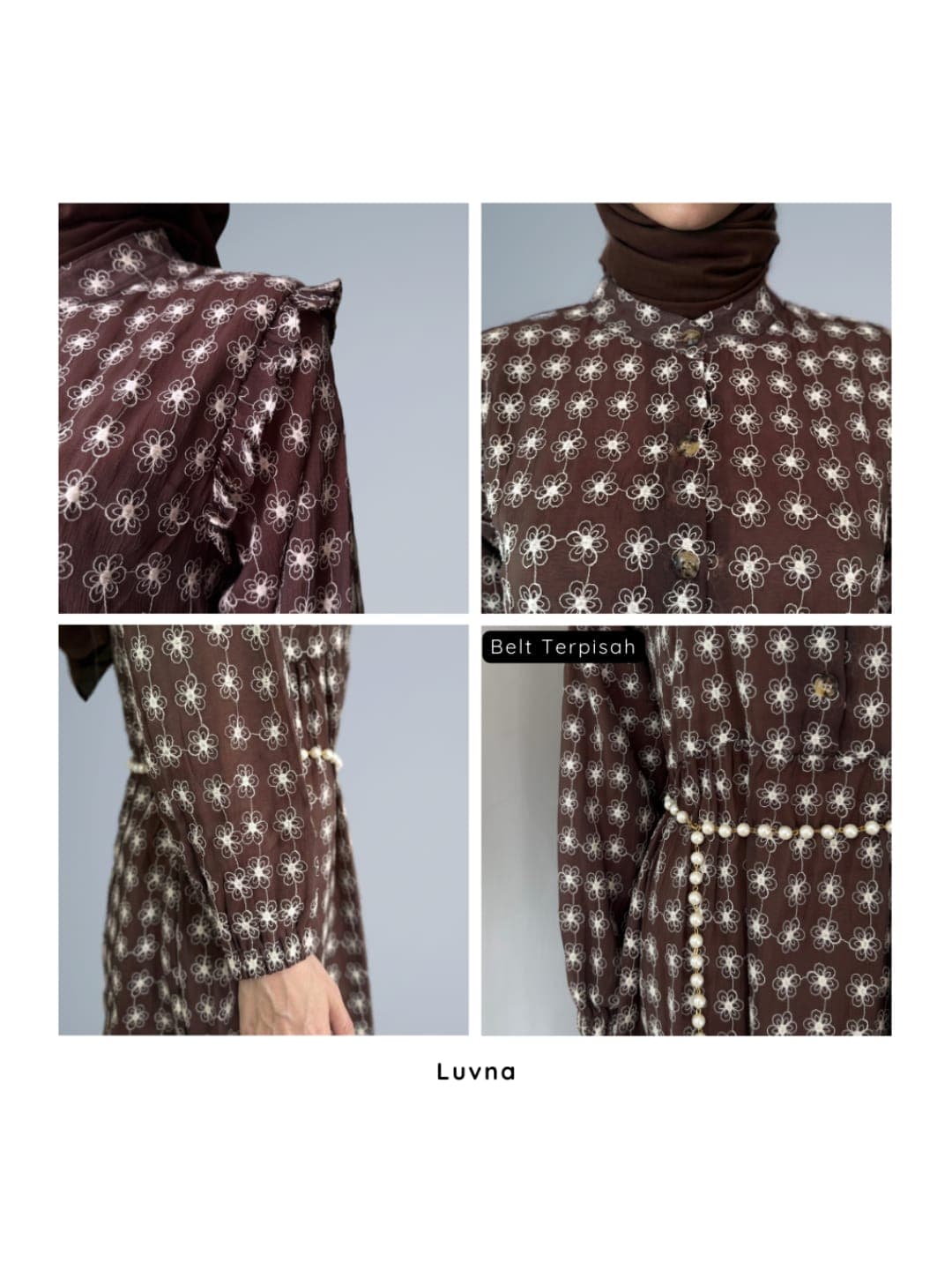 Luvna Irish Gaun Dress - Silk Embroidery (Free belt) 7