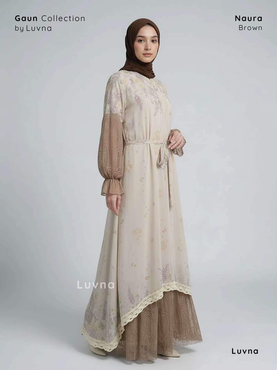 Luvna Naura Gaun Dress - Brukat x Ceruty