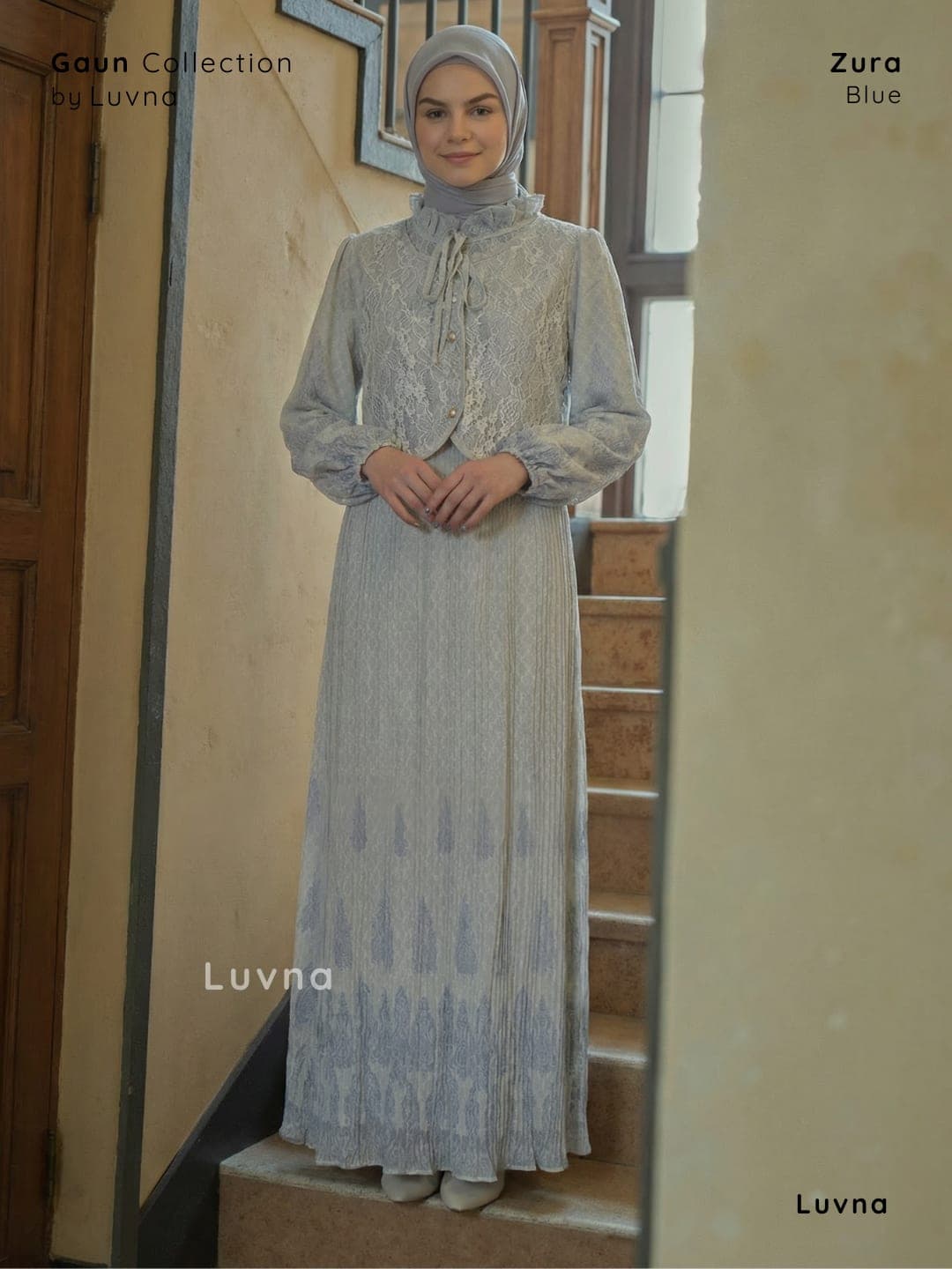 Luvna Zura Gaun Dress-Plisket Ceruty Busui Friendly